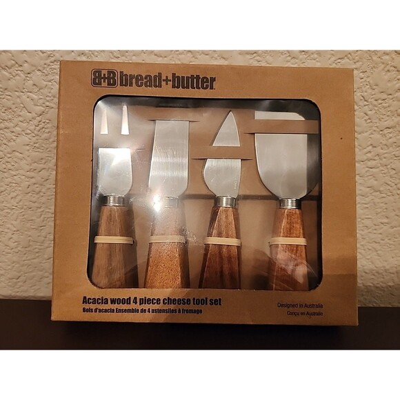B & B Other - B & B Bread & Butter - Acacia Wood 4 Piece Cheese Tool Set - BRAND NEW